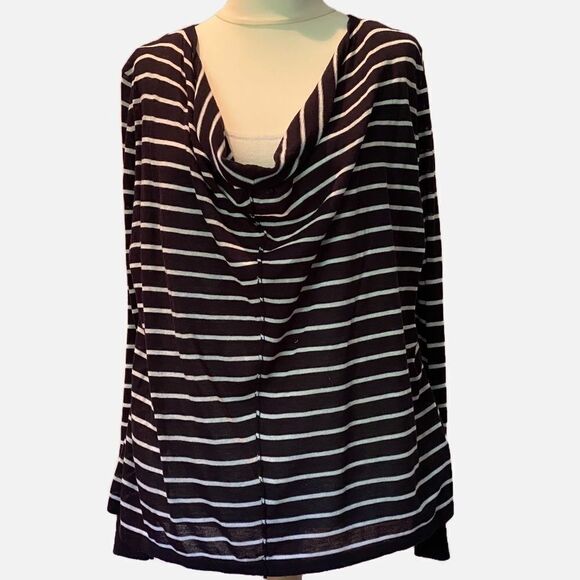 MICHAEL Michael Kors Sweaters - 0133 Michael Kors Black White Striped Sweater Top Size L NWOT